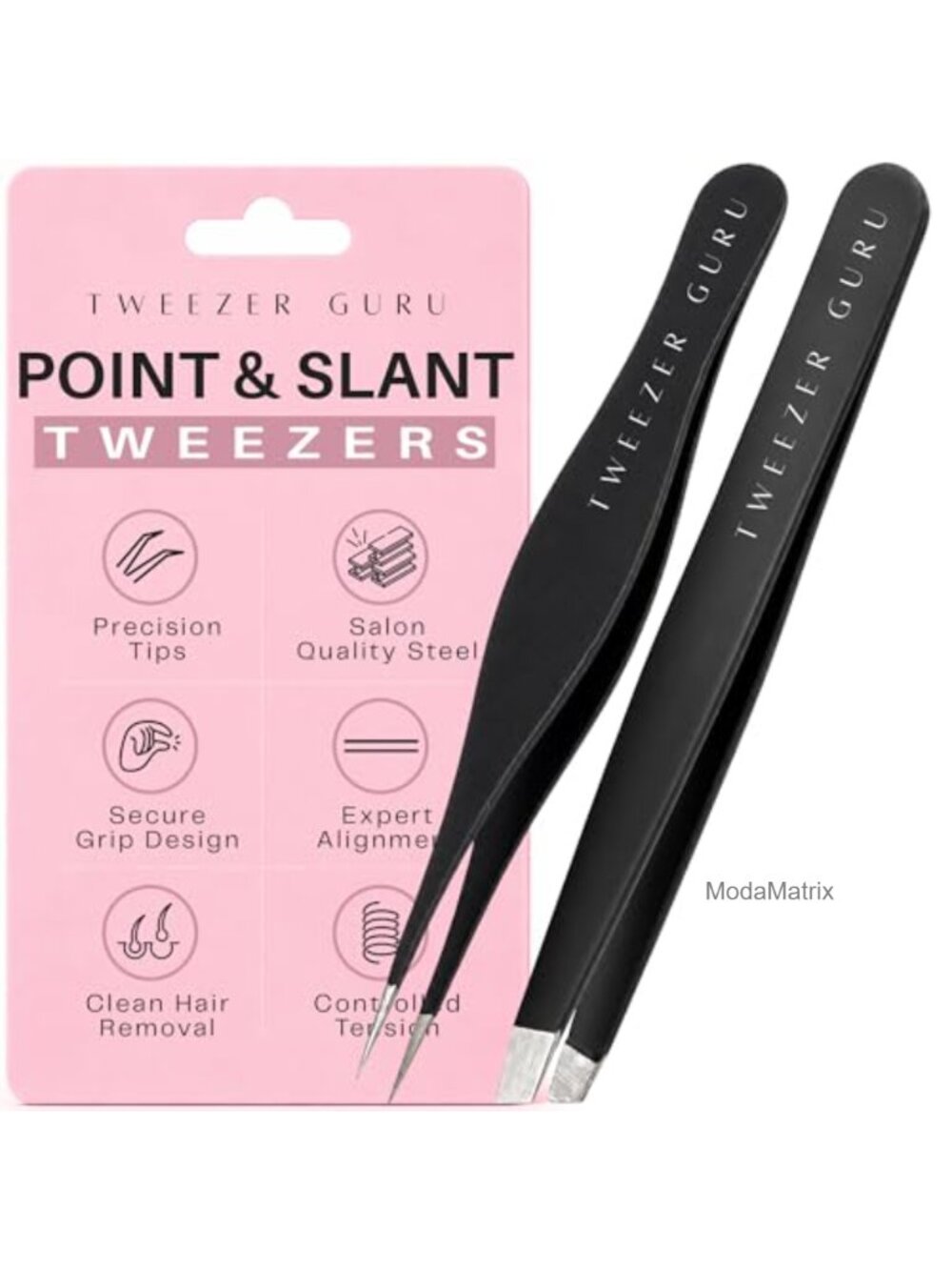 Precision Pointed Slant Tweezers Set Stainless Steel Ingrown Hair Eyebrow